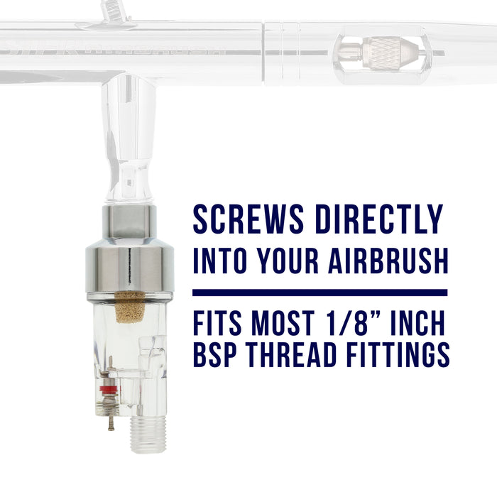 Premium Airbrush In-Line Mini Air Filter and Water Trap (Connects directly onto airbrushes and hoses with 1/8" threads)