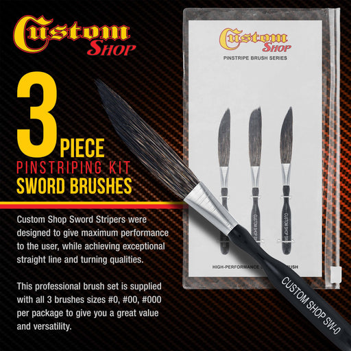 Custom Shop Sword Pinstripe Brush 3 Size Kit (0, 00, 000)