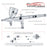 High Precision G444 Pro Set Dual-Action Gravity Feed Airbrush Set with 3 tips (0.2, 0.3 & 0.5 mm), 1/3 oz Funnel Cup, Air Control
