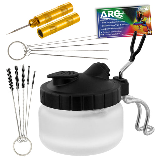13 Piece Airbrush Cleaning Kit - 5 pc Cleaning Needles, 5 pc Cleaning Brushes, 1 Wash Needle, & Airbrush Resource Center Link Card