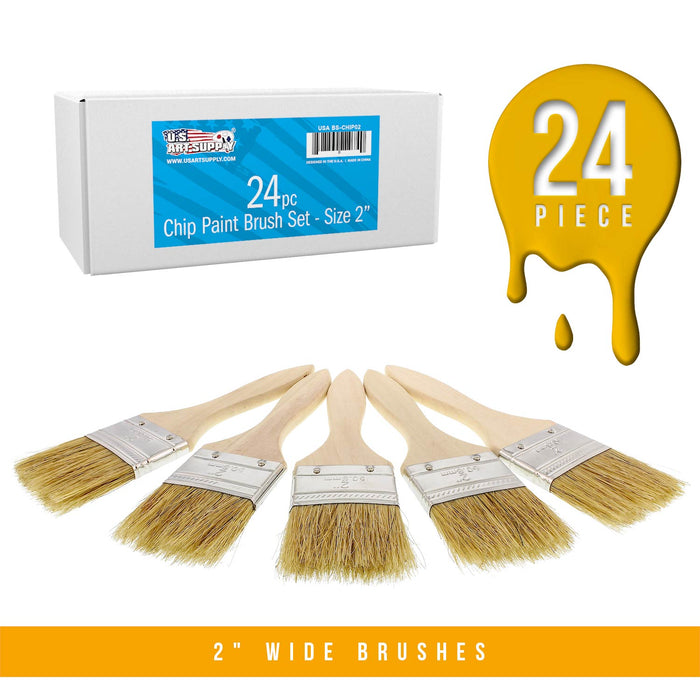 24 Pack of 2 inch Paint and Chip Paint Brushes for Paint, Stains, Varnishes, Glues, and Gesso