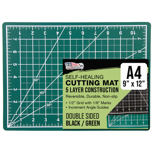 9" x 12" Green/Black Professional Self Healing 5-Ply Double Sided Durable Non-Slip Cutting Mat Great for Scrapbooking Quilting Sewing Arts Crafts