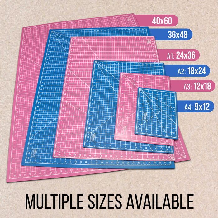 18" x 24" Pink/Blue Professional Self Healing 5-Ply Double Sided Durable Non-Slip Cutting Mat Great for Scrapbooking Quilting Sewing Arts & Crafts