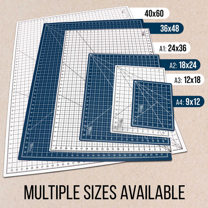 18" x 24" White/Blue Professional Self Healing 5-6 Layer Double Sided Durable Non-Slip Cutting Mat Great for Scrapbooking, Quilting, Sewing