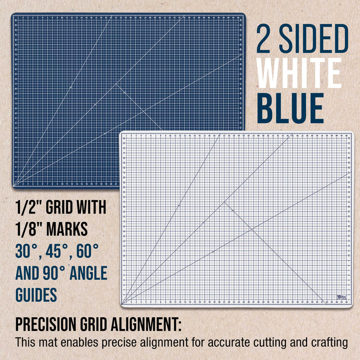 36" x 48" White/Blue Professional Self Healing 5-6 Layer Double Sided Durable Non-Slip Cutting Mat Great for Scrapbooking, Quilting, Sewing