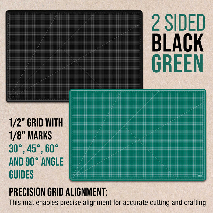 40" x 60" Green/Black Professional Self Healing 5-Ply Double Sided Durable Non-Slip Cutting Mat Great for Scrapbooking Quilting Sewing Arts Crafts