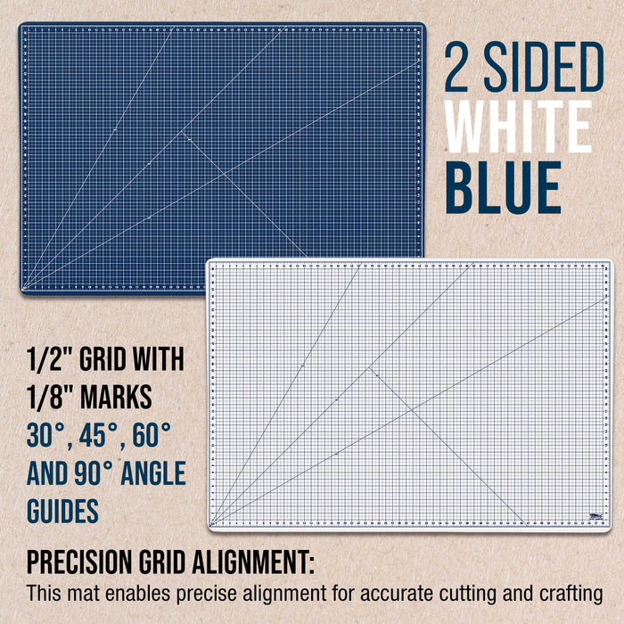 40" x 60" White/Blue Professional Self Healing 5-6 Layer Double Sided Durable Non-Slip Cutting Mat Great for Scrapbooking, Quilting, Sewing