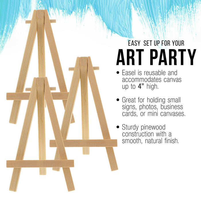 5" Mini Natural Wood Display Easel (12 Pack), A-Frame Artist Painting Party Tripod Easel - Tabletop Holder Stand for Kids Crafts Small Canvases Cards