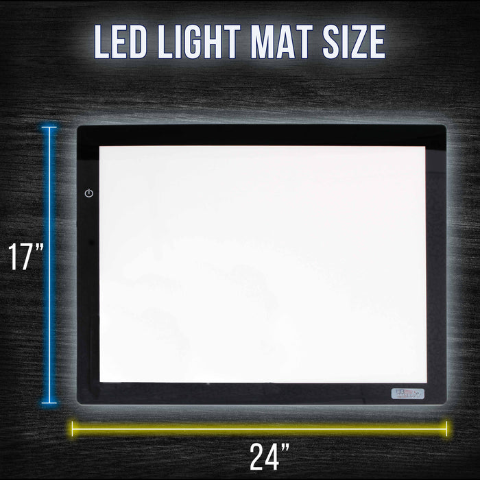 32.5" Extra Large (A2) 17"x24" LED Lightbox Board Ultra-Thin 3/8" Light Box Pad, Dimmable LED with Measuring Overlay Grid & Circle Template/Protractor