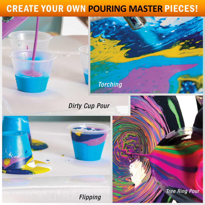 8-Color Ready to Pour Acrylic Pouring Paint Set - Premium Pre-Mixed High Flow 8-Ounce Bottles - for Canvas, Wood, Paper, Crafts, Tile, Rocks and More