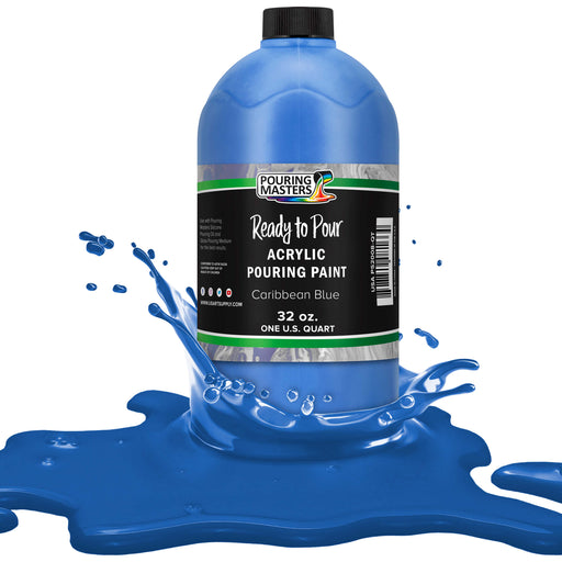 Caribbean Blue Acrylic Ready to Pour Pouring Paint Premium 32-Ounce Pre-Mixed Water-Based - for Canvas, Wood, Paper, Crafts, Tile, Rocks and More
