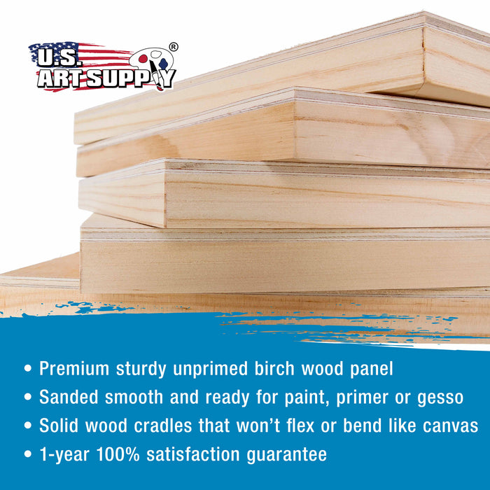 6" x 6" Birch Wood Paint Pouring Panel Boards, Gallery 1-1/2" Deep Cradle (Pack of 4) - Artist Depth Wooden Wall Canvases - Painting, Acrylic, Oil
