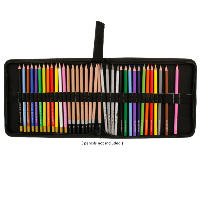 36 Pencil Premium Canvas Zippered Pencil Wrap & Holder, 36-Slots & Room for Accessorries
