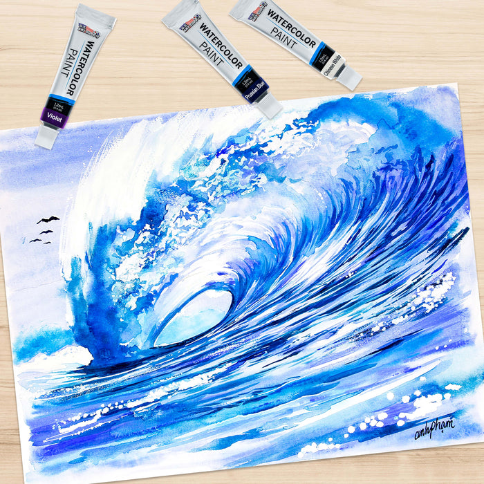 12ml Premium Vivid Watercolor Artist Aluminum Tube Paint Set (12-Colors)