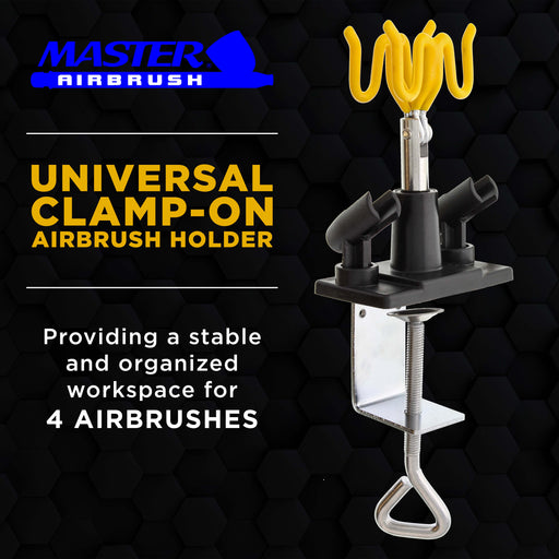Universal Clamp-On 4-Airbrush Holder - Airbrush Accessories & Supplies for Garage or Workspace