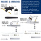 Cool Runner II Dual Fan Airbrushing System Kit - with Air Compressor & 3 Airbrushes, 0.2, 0.3 mm Gravity & 0.8 mm Siphon Feed, Holder