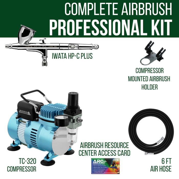 High Performance Plus HP-C Plus Airbrush Kit with Cool Runner II Dual Fan Air Compressor System Kit
