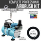 Eclipse HP CS Airbrush Set with a 1/5 hp Dual Fan Air Compressor System Kit, 0.35mm tip, 6ft Hose, Holder, How-To Guide