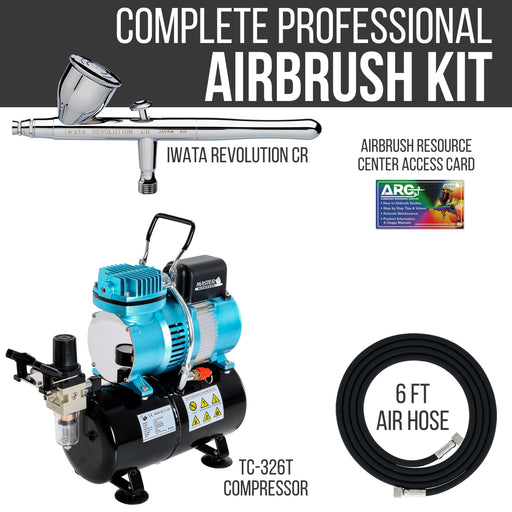 Revolution CR Airbrush Kit with Cool Runner II Dual Fan Air Tank Compressor System Kit & Air Hose
