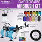 Cake Airbrush Decorating Kit with Siphon Air Brush, Cool Runner II Dual Fan Air Compressor, 12 Edible Chefmaster Food Colors, Hose