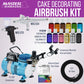 Cake Airbrush Decorating Kit with Compressor, 2 Gravity Airbrushes, and 12 Chefmaster Food Colors - Air Brush for Cake Decoration &