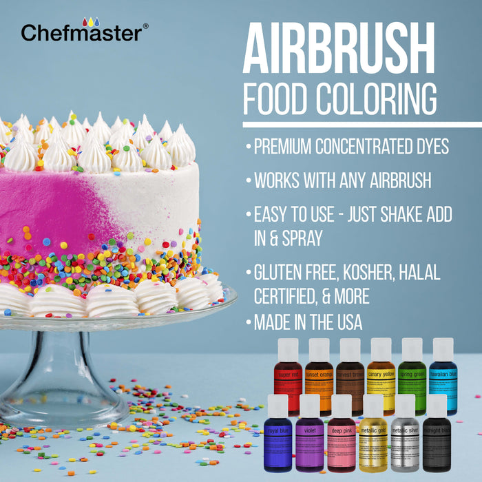 Master Airbrush Cake Airbrush Decorating Kit with Compressor, 2 Gravity Airbrushes, and 12 Chefmaster Food Colors - Air Brush for Cake Decoration & Cookie Airbrush Kit