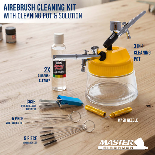 Master Airbrush Cleaning Kit with Cleaning Pot & Solution - Airbrush Cleaner Tools for All Air brush Models