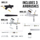 Cool Runner II Dual Fan Air Compressor Fine Detail Control System with 3 Airbrushes, 0.2, 0.3mm Gravity and Siphon Feed - Hose, How-To Guide