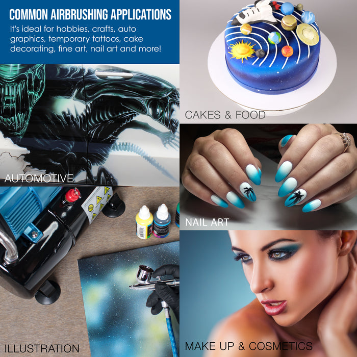 Cool Runner II Dual Fan Air Compressor System Kit with a G23 Gravity Feed Dual-Action Airbrush Set with 0.3 mm Tip - Hose, Holder, How-To Guide