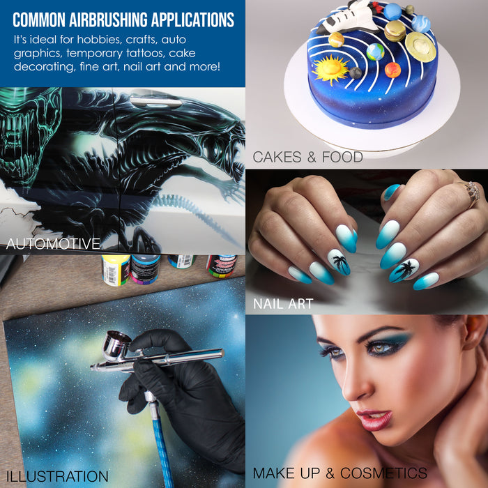 Master Airbrush Multi-Purpose Airbrush Decorating Kit with Dual-Action Air Brush (G34), Multi-Purpose Mini Air Compressor, Hose, Storage Case, How-To-Airbrush ARC Link Card
