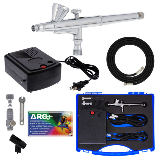 Airbrushing System with a Multi-Purpose Gravity Feed Dual-Action Airbrush with 0.3mm Tip, Mini Air Compressor, Hose, Storage Case, ARC Link Card