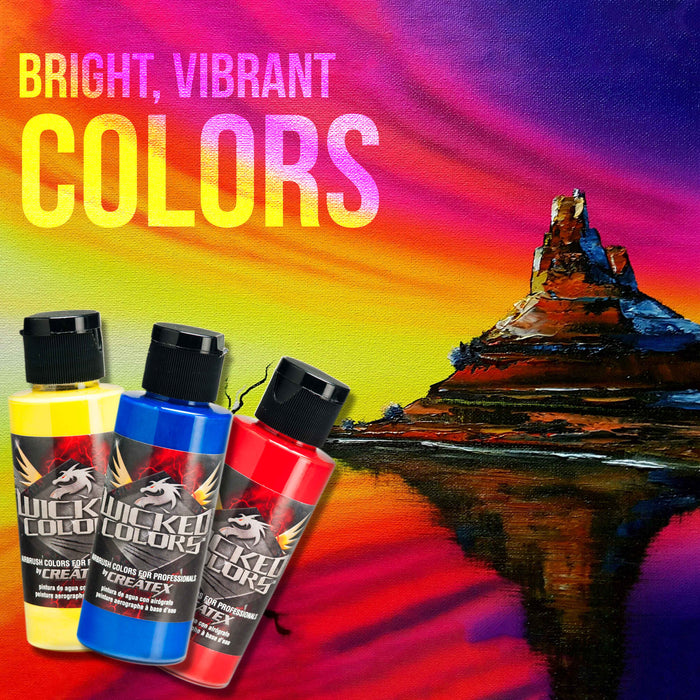 Master Airbrush Multi-Purpose Air Brush Kit with Air Compressor - G444 Airbrush, TC-326T Dual Fan Tank Compressor, 3 Needle Nozzle Tips, 12 Createx Wicked Acrylic Paints and Airbrush Cleaning Kit