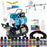 Master Airbrush Multi-Purpose Air Brush Kit with Air Compressor - G444 Airbrush, TC-326T Dual Fan Tank Compressor, 3 Needle Nozzle Tips, 12 Createx Wicked Acrylic Paints and Airbrush Cleaning Kit