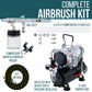 HI-FLOW All-Purpose Precision Dual-Action Siphon Feed Airbrush Set with Twin Cylinder Piston Airbrush Compressor with Air Storage Tank