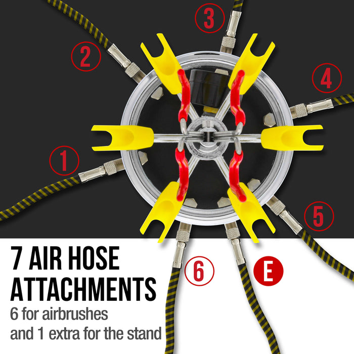 8 HI-FLOW All-Purpose Precision Dual-Action Siphon Feed Airbrushing System with Model TC-848 4 Cylinder Piston Air Compressor with Air Storage Tank
