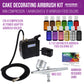 Cake Decorating Airbrush Kit with Compressor, 12 Color Chefmaster Food Coloring Set, Gravity Feed Dual-Action Air Brush & - Cake