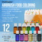 Cake Decorating Airbrush Kit with Compressor, 12 Color Chefmaster Food Coloring Set, Gravity Feed Dual-Action Air Brush & - Cake