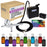 Cake Decorating Airbrush Kit with Compressor, 12 Color Chefmaster Food Coloring Set, Gravity Feed Dual-Action Air Brush & - Cake