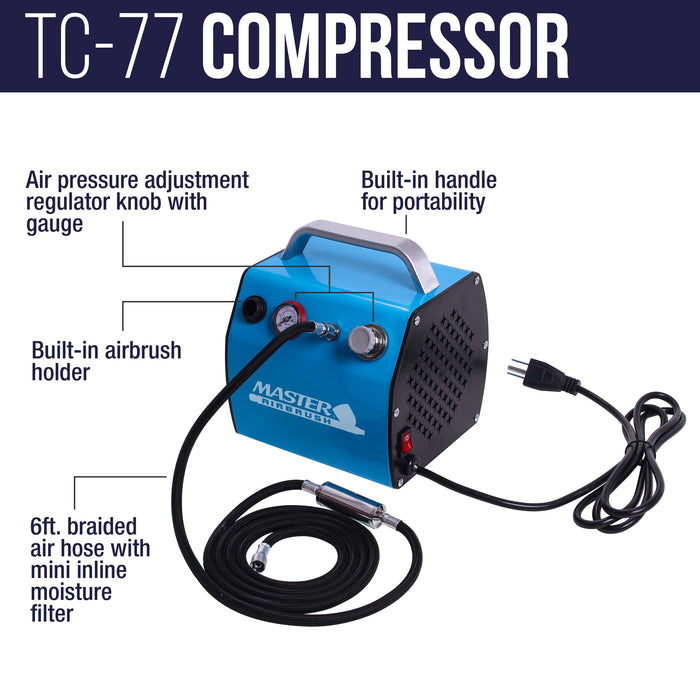 3 Multi-Purpose Kit with High Performance Compact Airbrush Compressor
