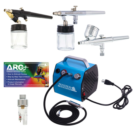 3 Multi-Purpose Master Airbrush Kit with High Performance Compact Airbrush Compressor