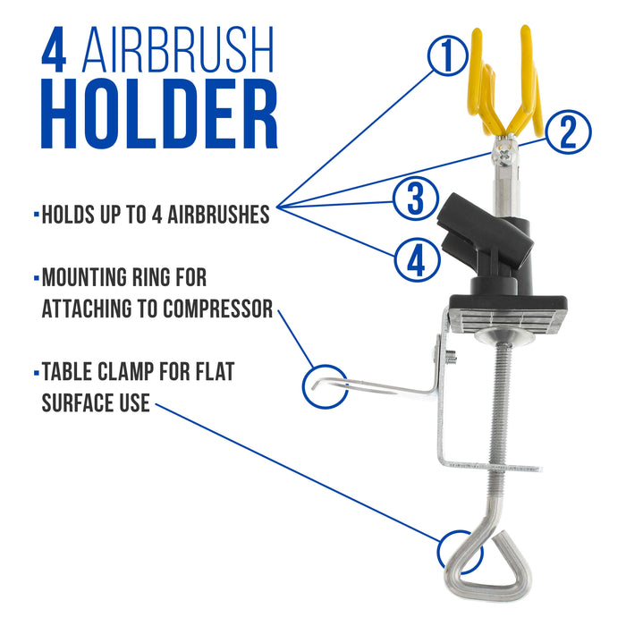 3 Master Airbrush Professional Multi-Purpose Airbrushing System Kit - Hose, Air Compressor, Universal Airbrush Holder - How-To-Airbrush Guide Booklet