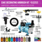 Cool Runner II Cake Decorating Airbrush Kit with Dual Fan Air Compressor, 12 Color Chefmaster Food Coloring Set, 3 Airbrushes