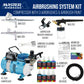 Cool Runner II Airbrush Kit with Dual Fan Air Compressor, 6 Primary Opaque Colors Acrylic Paint Set, 3 Airbrushes, Cleaning Brushes