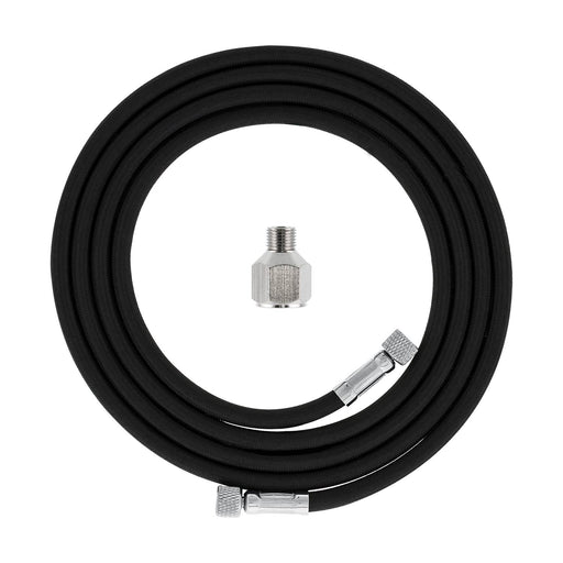 Premium 6 Foot Nylon Braided Airbrush Hose with 1/8" BSP Size Fittings plus a 1/4" BSP Female to 1/8" BSP Male Fitting Conversion Adapter