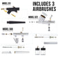 Cool Runner II Airbrush Kit with Dual Fan Air Compressor, 16 Color Water-Based Face & Body Art Paint Set, 3 Airbrushes, Cleaning