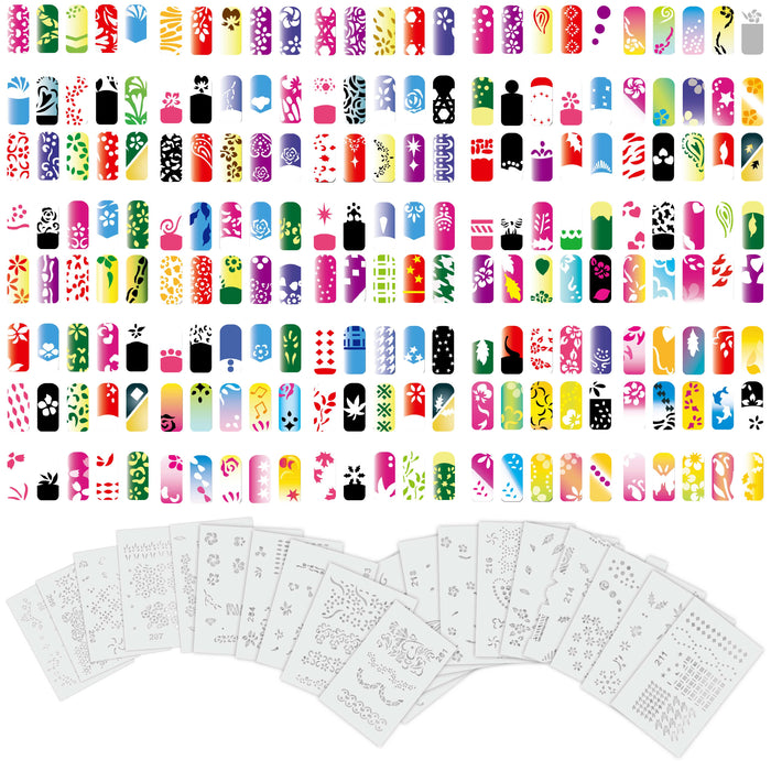 Airbrush Nail Stencils - Design Series Set # 11 Includes 20 Individual Nail Templates with 13 Designs each for a total of 260 Designs of Series #11
