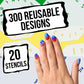 Airbrush Nail Stencils - Nail Art Stencils Series #16: 260 Unique Designs from 20 Individual Templates