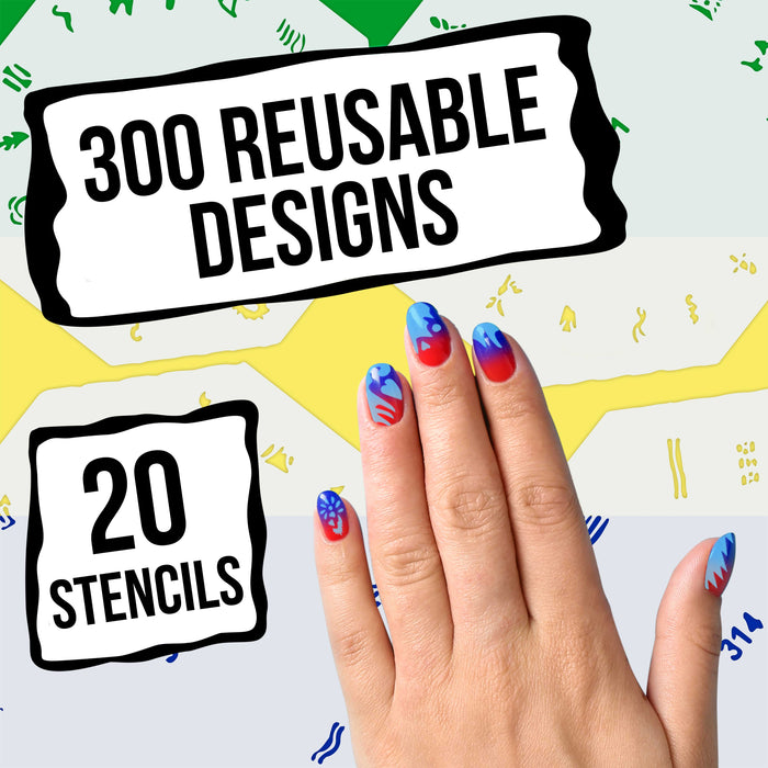 Airbrush Nail Stencils - Design Series Set # 16 Includes 20 Individual Nail Templates with 13 Designs each for a total of 260 Designs of Series #16