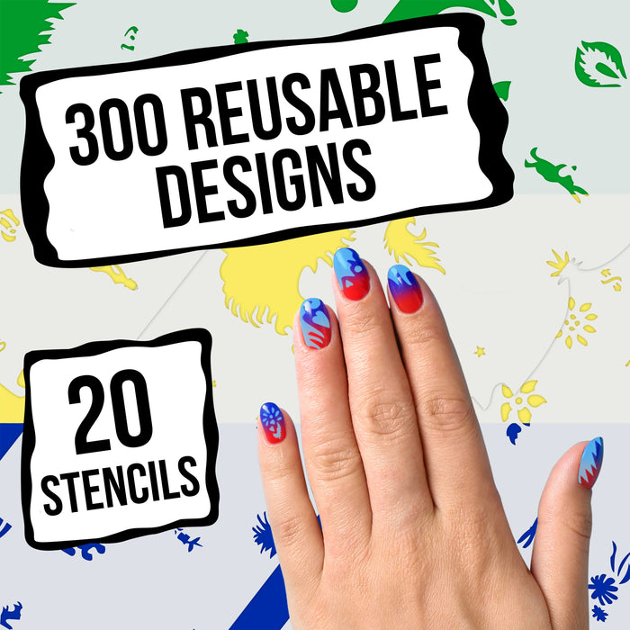 Airbrush Nail Stencils - Design Series Set # 4 Includes 20 Individual Nail Templates with 16 Designs each for a total of 320 Designs of Series #4