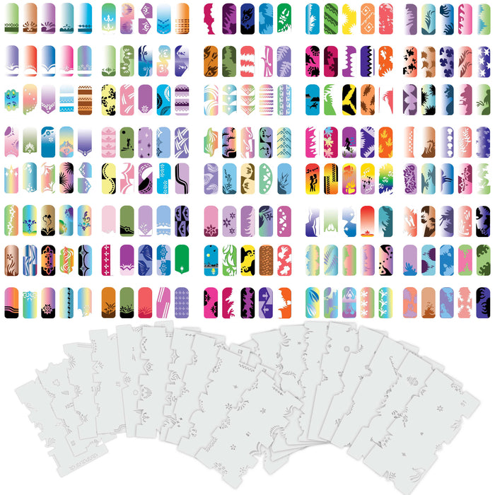 Airbrush Nail Stencils - Design Series Set # 5 Includes 20 Individual Nail Templates with 13 Designs each for a total of 260 Designs of Series #5